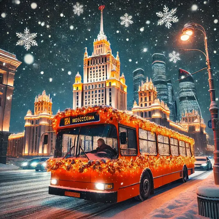 Праздничное преображение: Московский транспорт встречает Новый год 2025  