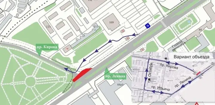 Как объехать перекрытие проспекта Ленина в Нижнем Новгороде